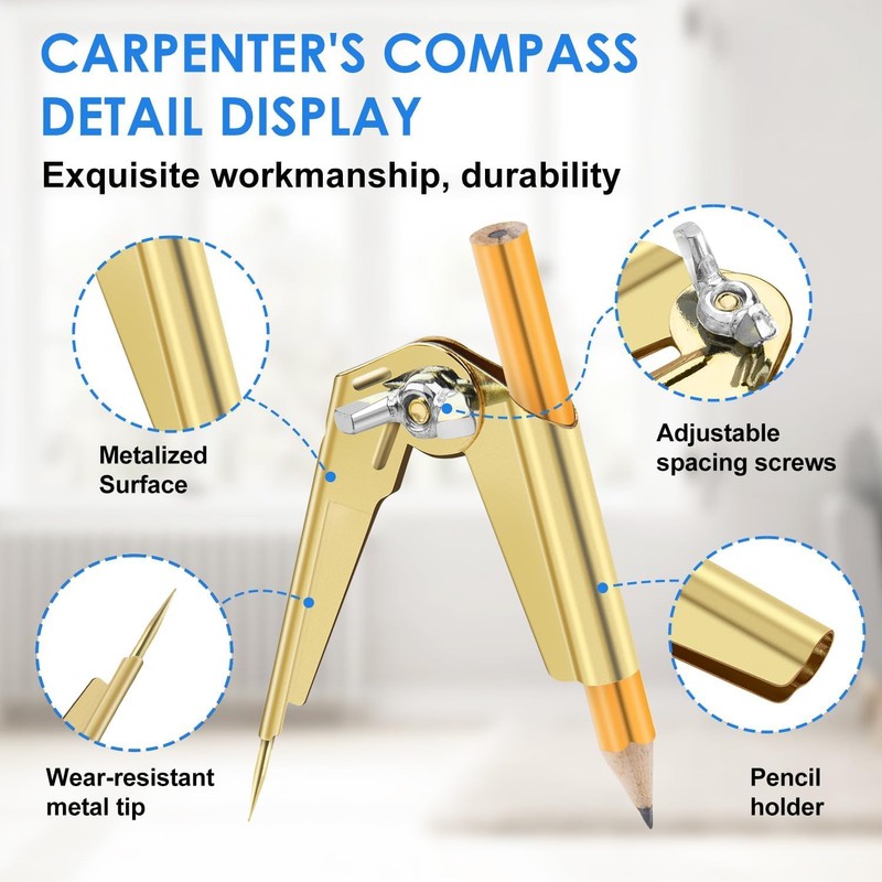 Compass Drawing Scribe Tools for Woodworking, Scribing Compass, for Drawing,