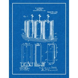 Urinal Patent Print Blueprint with Border (5" x 7") M15988