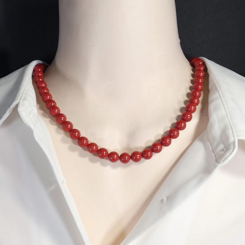 B-style Coral Necklace, Synthetic 16.5 inches (42 cm), Earring Set,