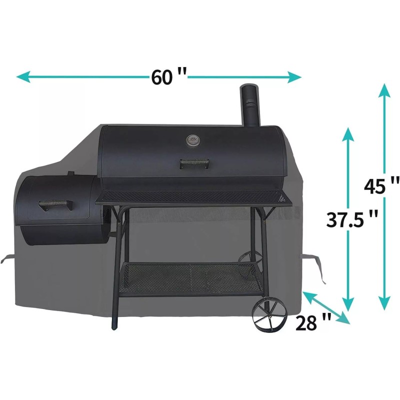 iCOVER 60in Offset Smoker Charcoal Pellet Grill Cover,600D Heavy Duty