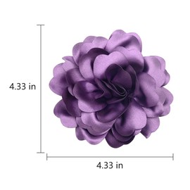 Handmade Camellia Satin Fabric Flower Brooch Pins for Women Vintage Elegant Flower Brooch Hair Clip Pins Wedding Party Dance Dress Clothes Accessories (Purple)