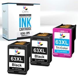 CMYi 63XL Replacement Combo Pack Ink Cartridges for HP OfficeJet 4657, 5200, 5210, 5212, 5220, 5222, 5230, 5232, 5252, 5255, 5258, Envy 4510, 4511, 4512, 4513, 4516, 4517, 4520 (2 Black, 1 Color)