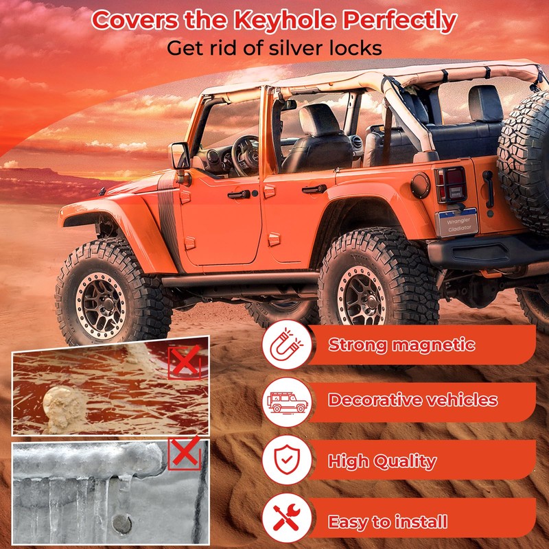 CALBEAU Strong Magnet Keyhole Covers Compatible with 2018-2026 Jeep Wrangler