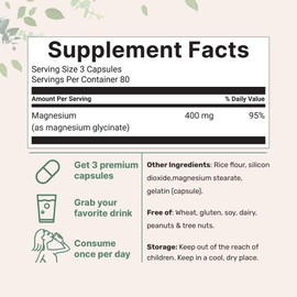 Micro Ingredients Magnesium Glycinate 400mg Per Serving, 240 Capsules | Potent Elemental Form, 100% Chelated, High Absorption | Healthy Muscle, Bones, & Mood Support Supplement | Non-GMO