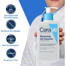 CeraVe Salicylic Acid Cleanser - 8 onzas Renovación de lavado facial exfoliante con vitamina D para pieles ásperas y con baches El embalaje puede variar