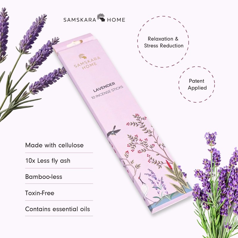 Samskara Lavender Incense Sticks Agarbatti | Pack of 10 |