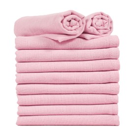 ZIMEL HOMES® 10 Pack White Muslin Square Cloths 100% Cotton Baby Cloths Nappy Inserts Bibs Feeding 70 cm x 70 cm (Pink)