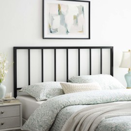Modway Tatum Modern Farmhouse Metal Full Headboard in Black