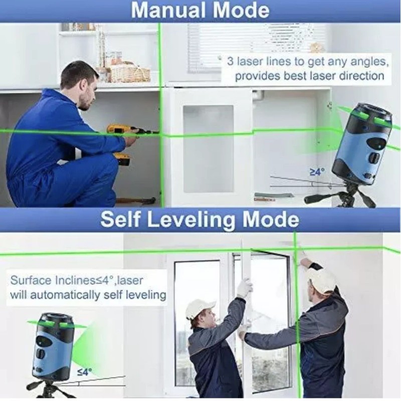 tavool Cross Laser Level for Construction - 360° Green Self