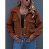 Gihuo Women's Fashion Cropped Shacket Button Down Corduroy Shacket Jackets