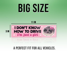 I Don't Know How Drive I'm Just A Girl with Sad Hamster Meme Car Bumper Sticker, Nice Driver Car Sticker, Adhesive, Waterproof, Cute Bumper Sticker for Girls Size 11in x 3in