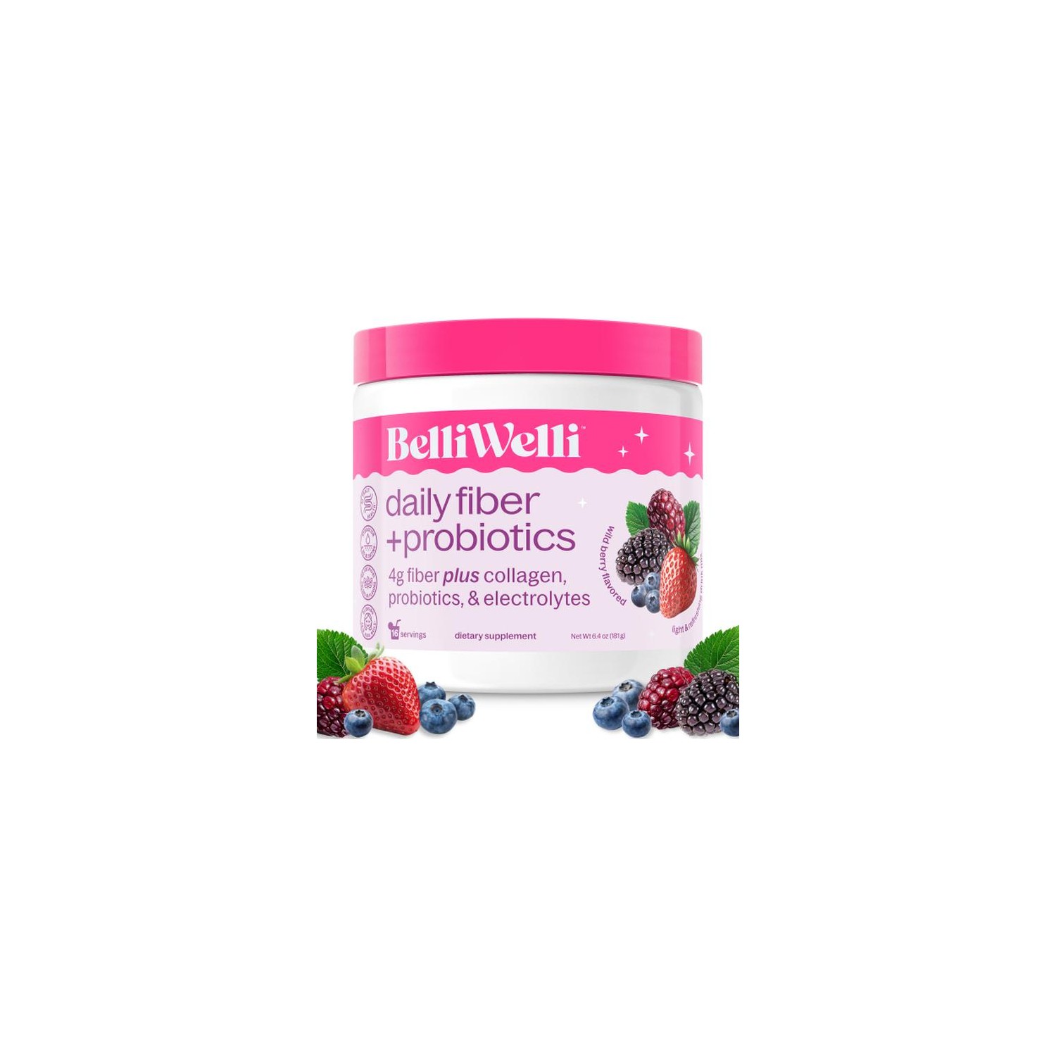 BUY 1 GET 1 FREE - BelliWelli Daily Fiber + Probiotics - Wild Berry - 2 ...