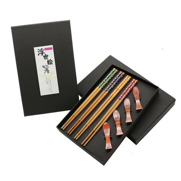 EXZACT Chopsticks Gift Set 4 Pairs Reusable Natural Bamboo with