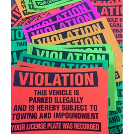 Unbranded 50-Assorted Neon Violation Parked illegally Towing Warning No Parking Stickers