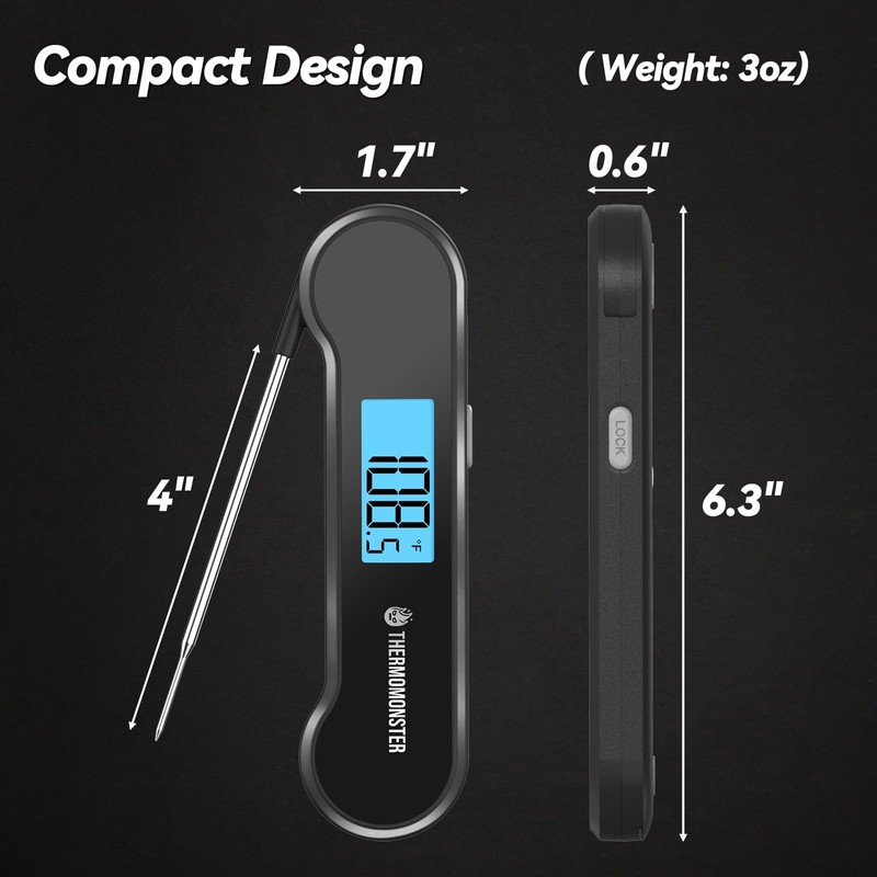 0.5 Sec Instant Read Meat Thermometer Digital with ±0.5℉ Precision,