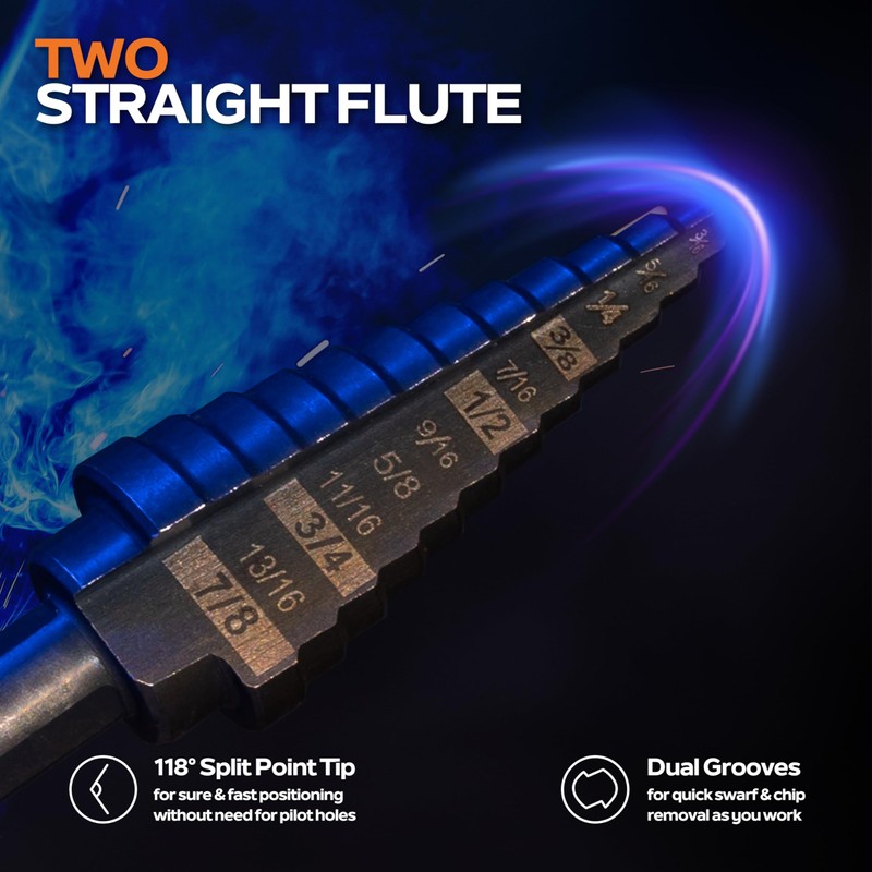 KSEIBI #3 HSS Step Drill Bit Set 1/4-3/4" with 3/8