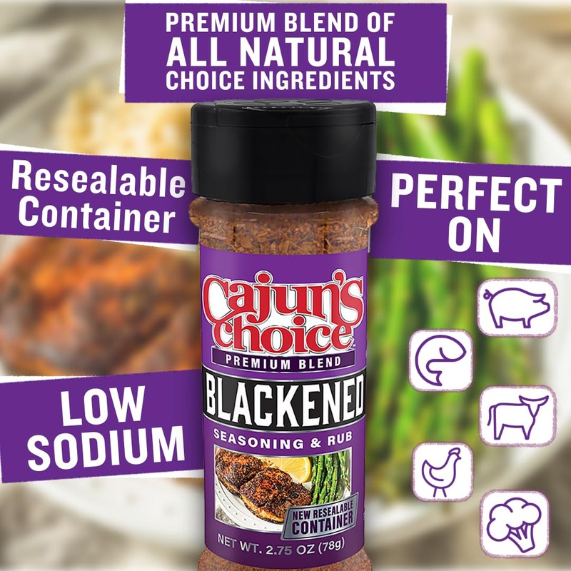 Blackened Seasoning 2.75 oz Cajun's Choice Louisiana Foods (Pack of
