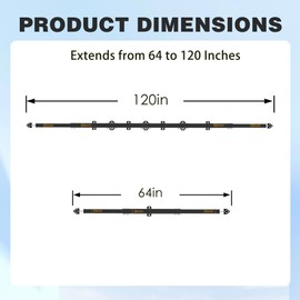 TOPTGO 10' Telescopic Gate Brace,Extends from 64 to 120 Inches Adjustable Steel Anti Sag Gate Kit for Outdoor Yard Wooden Fence Gates