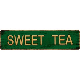 Vintage Metal Tin Sign SWEET TEA 4''x16'' inch, Street Sign for Home, Restaurant, Bar, Cafe, Garage - Retro Wall Decor Plaque