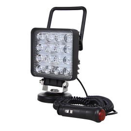 PICAA Portable Magnetic Base Square Led Work Light, 4 inch 48W Flood Beam, 6000K White 12V 24V Driving Fog Lamp Light Bars for Car Offroad 4x4 Truck SUV ATV UTE