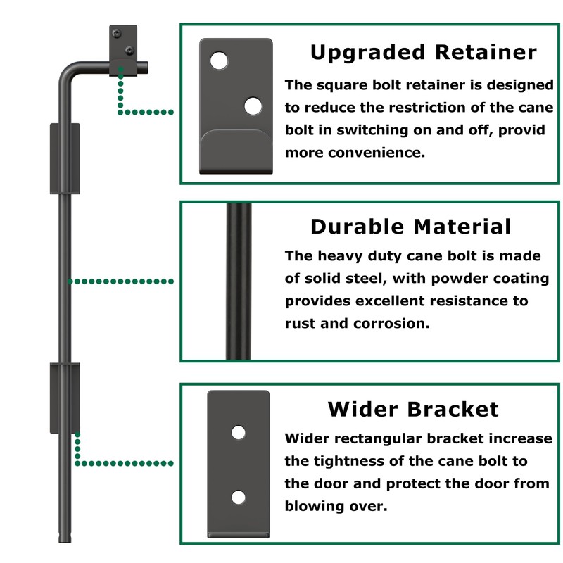 URDOGSL 24" Heavy Duty Cane Bolt Gate Drop Rod with