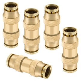 Boeray 3/8" Quick Push to Connect Fittings Brass Union Straight Joint DOT Approved 3/8 inch tube OD Air Line Adapter Air Spring Suspension Kit for Car Truck Trailers and Air Brake System 5pcs