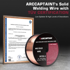 ARCCAPTAIN MIG Welding Wire, MIG Wire ER70S-6 2Lbs Gas Solid Carbon Steel Low Splatter MIG Welding Wire Compatible With Lincoln Miller Forney Harbor Welder 1KG (0.023" 2Lb)