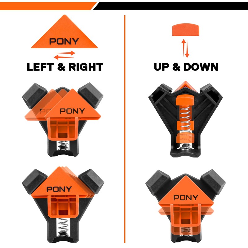 PONY 4-Pack Corner Clamp for Woodworking, 90 Degree Right Angle