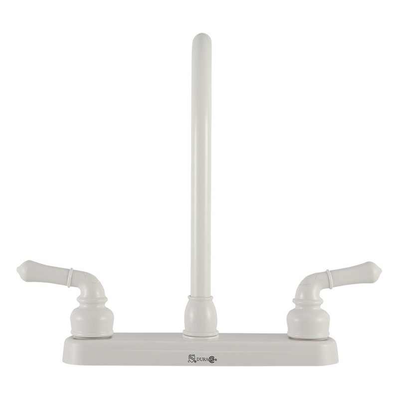 Dura Faucet DF-PK330HC-WT RV J-Spout Kitchen Sink Faucet (White)