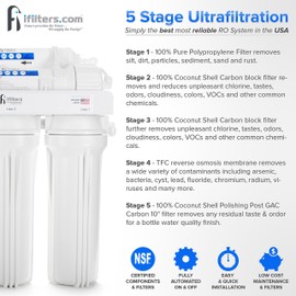 iFilters 5 Stage Premium Reverse Osmosis Complete System 50 GPD with Filters - Faucet & Tank