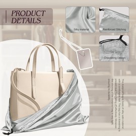 Manyshofu 7 Pack Satin Dust Bags for Handbags Storage, Silky Shoe Bag Grey Drawstring Bags for Shoes & Purses - Silk Dust Cover Bag Dustproof Bags Protector Travel Storage Pouch(23.6 x 19.6)