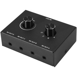 Lyaciomn 4 Port Audio Switch, 3.5mm Audio Switcher, Stereo AUX Audio Selector, 4 Input 1Output/1Input 4 Output Audio Switcher Box