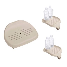 Intex Removable Seat for Inflatable Pure Spa Hot Tub & Cup Holder Tray (2 Pack)