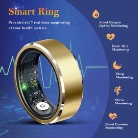 Delcast Smart Ring for Women Men-Wearable Fitness Tracker with Sleep Tracking Heart Rate Blood Oxygen Healthy Monitor Ring Activity Monitoring Steps Calories