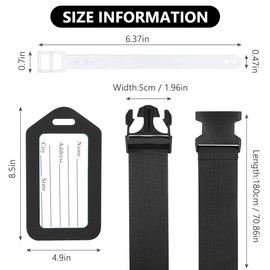 Flintronic Pack of 4 Premium Luggage Straps, Suitcase Strap, Adjustable, Non-Slip Luggage Strap, Long Luggage Strap + 2 Luggage Tags, Safe Travel for Suitcases - Black