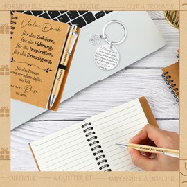 Sinmoe Thank You Gift Set for Colleagues A6 Spiral Pad Thank You for Everything Ballpoint Pen Inspirational Keyring Employee Farewell Gift (Thank You for this)