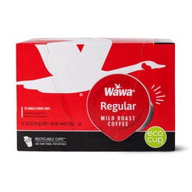 Wawa Mild Roast Single Cup Regular Coffee Pods, 72 Pods, 6 Boxes, Lightly Roasted, Nutty Smooth Balanced Blend, Single Serve, 100% More Responsibly Sourced from Rainforest Alliance Certified Farms