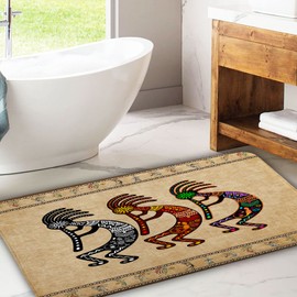 JAWO Bath Mat, Southwestern Native Non Slip Bath Mat America Ethnic Tribal VintageBathroom Mats and Rugs Geometric Retro Abstract Memory Foam Bathroom Rugs for Toilet Tub (17X29inch)