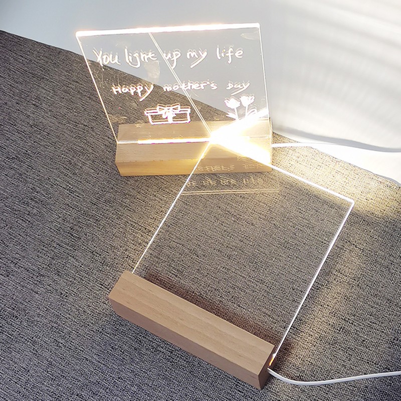 Desktop Luminous Memo Note Board Plug In LED Lamp Base