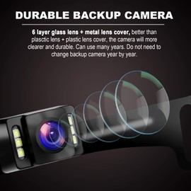 GLK Car Rear View Backup Camera HD License Plate Backup Camera with Wide View Angle 6 LED Night Vision Waterproof Front & Back up Camera, Guide Line On/Off