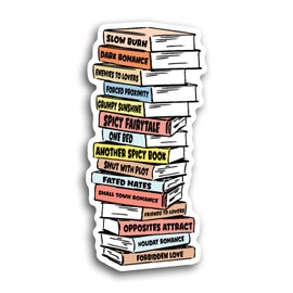 Book Tropes Waterproof Sticker Book Lovers Gifts for Readers Book Gifts Reading Bookish Babe Smut Romance Reader Endless TBR Vinyl Die Cut Sticker for Laptop Phone Water Bottle Guitar Helmet Gift