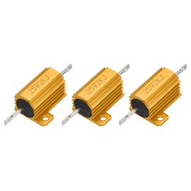 QUARKZMAN Pack of 3 25W 2K Ohm 5% Aluminium Housing Resistor, Wire Wound Resistors, Screw Type Chassis Mounted, Gold