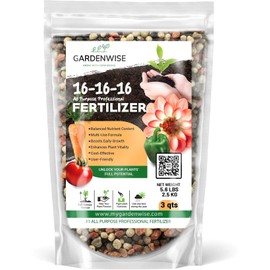 GARDENWISE 16-16-16 All Purpose Professional Fertilizer - Lawn & Flower & Tree & Shrub & Vegetable Garden Fertilizer (3 QUARTS)