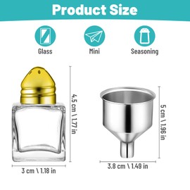 Set of 6 Mini Salt and Pepper Shakers Mini Spice Shaker Small Salt and Pepper Shakers 0.5 oz Glass Cube with Funnel for Wedding Party Restaurant Home Kitchen Birthday Party (6)