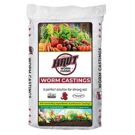 Brut Organic Worm Castings for Plants 12 LB – Natural Nutrients, Fertility Builder, Plant Food for Potting Soil and Garden Soil – Indoor and Outdoor Use