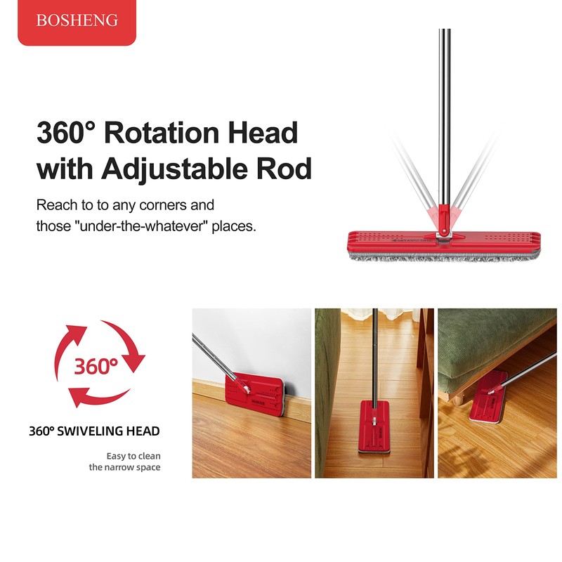 BOSHENG Mop and Bucket with Wringer Set, Flat Mop and