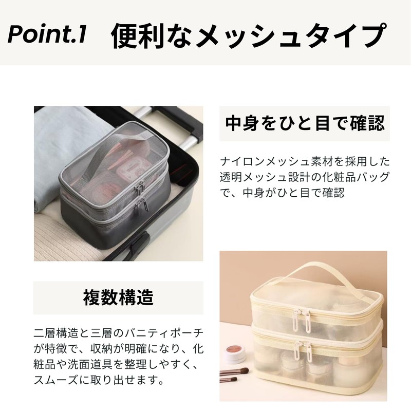 azumafy Makeup Pouch, Mesh Cosmetic Storage, Cosmetic Pouch, Makeup Pouch,