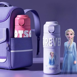 ISABELLA MOON 400ml Kids Elsa Water Bottles for Girls, Stainless Steel Water Bottle for School, Vacuum Insulated, BPA-Free, Leak-Proof, Double-Walled, Metal Drink Bottle Hot Cold (Elsa)