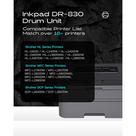 DR830 Drum Unit 1 Pack (No Toner) Replacement for Brother DR-830 830 to use with HL-L2460DW DCP-L2640DW HL-L2480DW MFC-L2807DW MFC-L2820DW MFC-L2820DWXL Printers