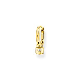 Thomas Sabo Single Creole Earrings with Lock Pendant 925 Sterling Silver CR700, Silver, Cubic Zirconia